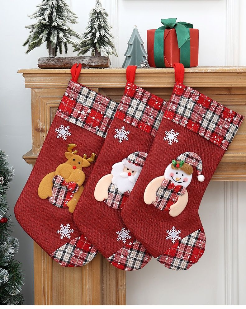 001 Calzini di iuta con cartoni animati, decorazione natalizia, ciondolo, borsa regalo per bambini_voghion.com