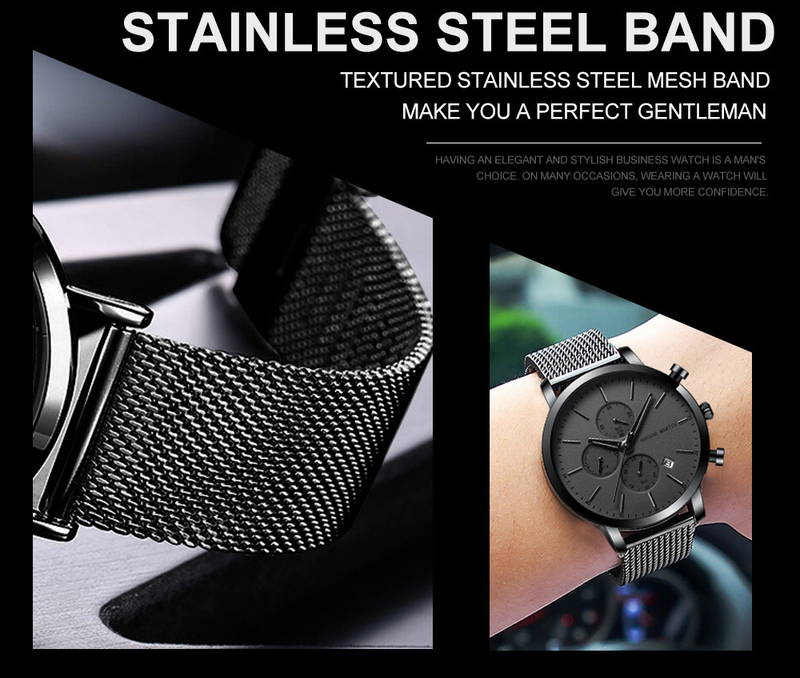 Men's Stainless Steel Quartz Watch With Calendar, Luminous Hands, And Water Resistance - Stylish Casual Timepiece For Everyday Wear_voghion.com