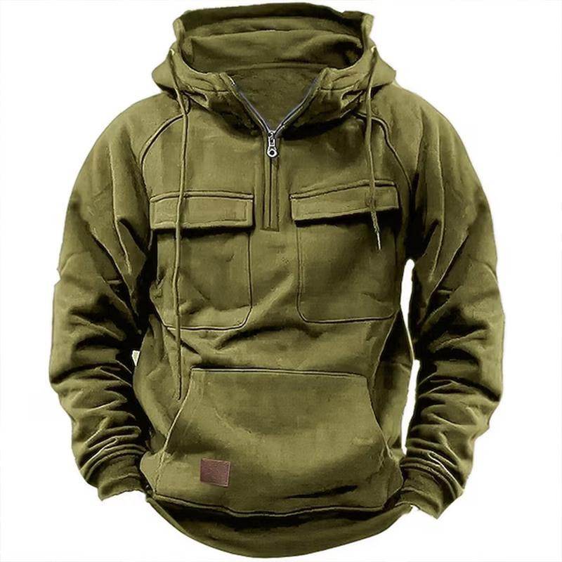 Suéter informal de color liso con capucha para hombre joven, ropa de trabajo, otoño e invierno_voghion.com