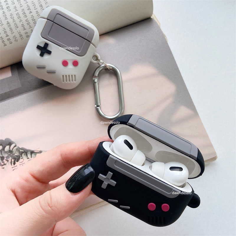 Per AirPods Pro 1 2 Custodia per auricolari da gioco retrò alla moda per Airpods Pro 1 2 Custodia per cuffie in silicone Gameboy 3D carina con portachiavi_voghion.com