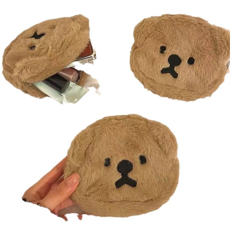 Simpatico portamonete a forma di orso di peluche, portatile, portaoggetti vario, porta auricolari, porta rossetto, piccolo porta carte ricamato_voghion.com