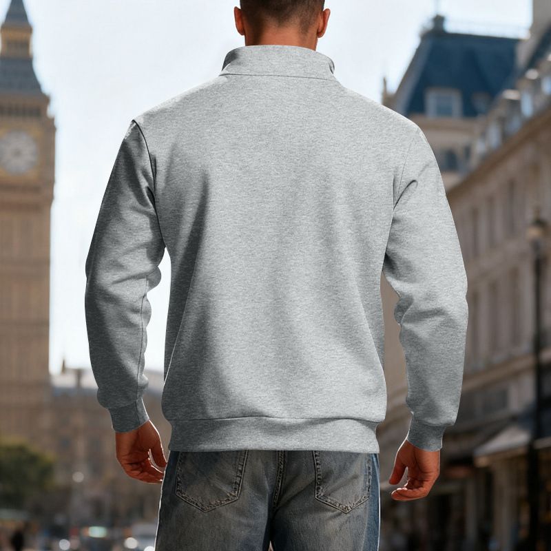 Felpa invernale da uomo con mezza zip, foderata in pile, pesante, con collo alto e finiture a contrasto, abbigliamento sportivo per esterni_voghion.com