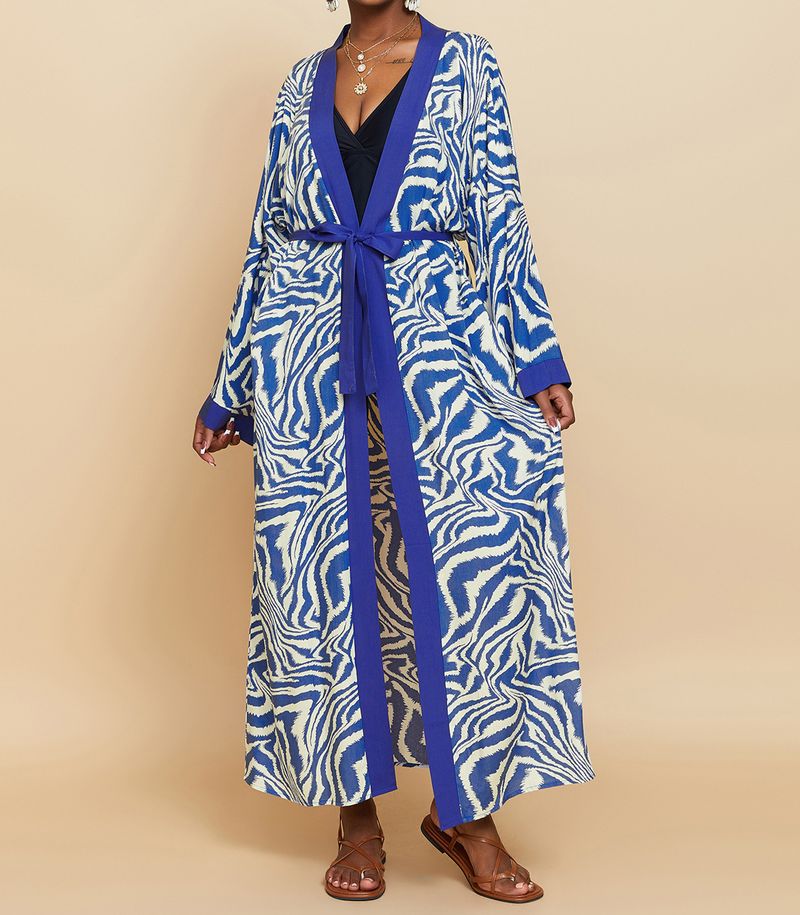 Women's Clothing Beach cover-up rayon zebra pattern holiday bikini sunscreen cardigan dress large size loose_voghion.com