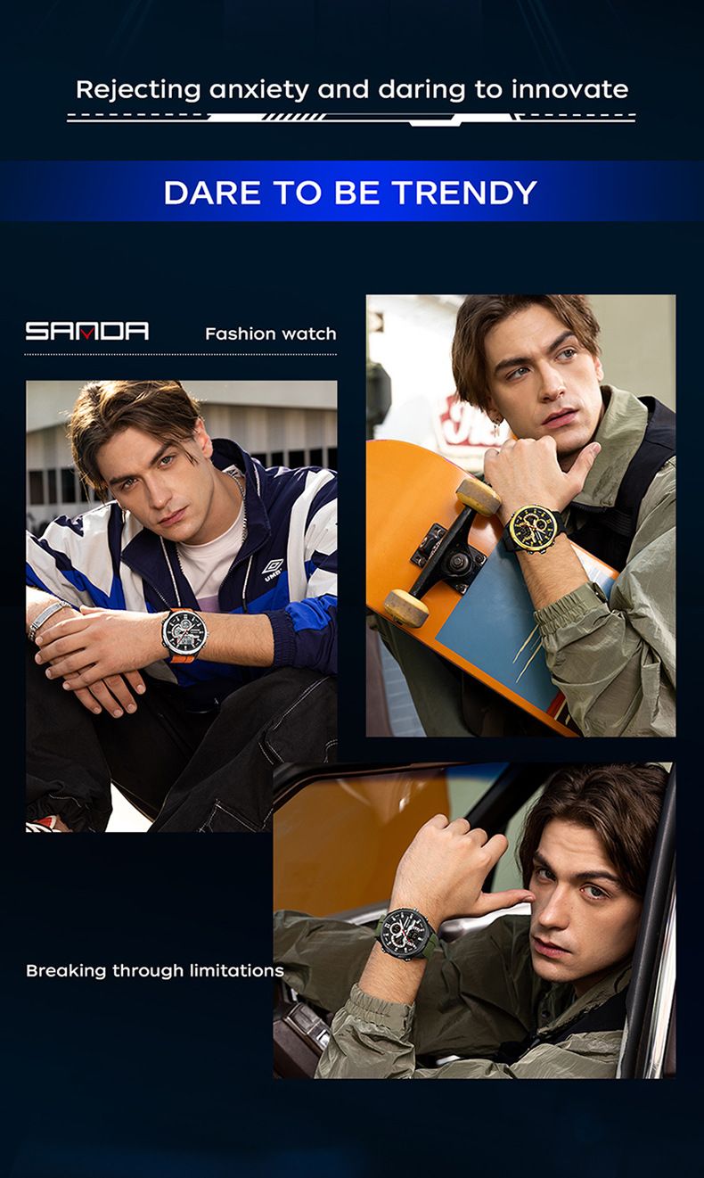 Men's Sport Watch With Dual Time, Stopwatch, Alarm & Waterproof - Digital Analog Display, Silicone Strap, 50m Water Resistance Men's Watch_voghion.com