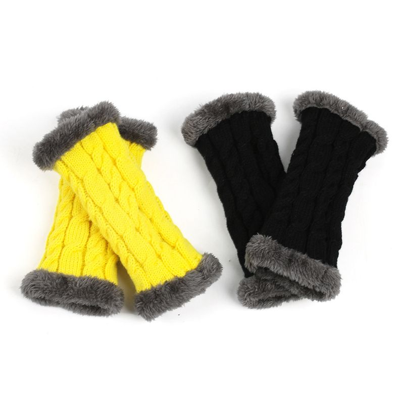 Unisex Extra dicke Wollhandschuhe, fingerlose, warme Wollhandschuhe mit Rautenmuster und Fleecehandschuhe_voghion.com