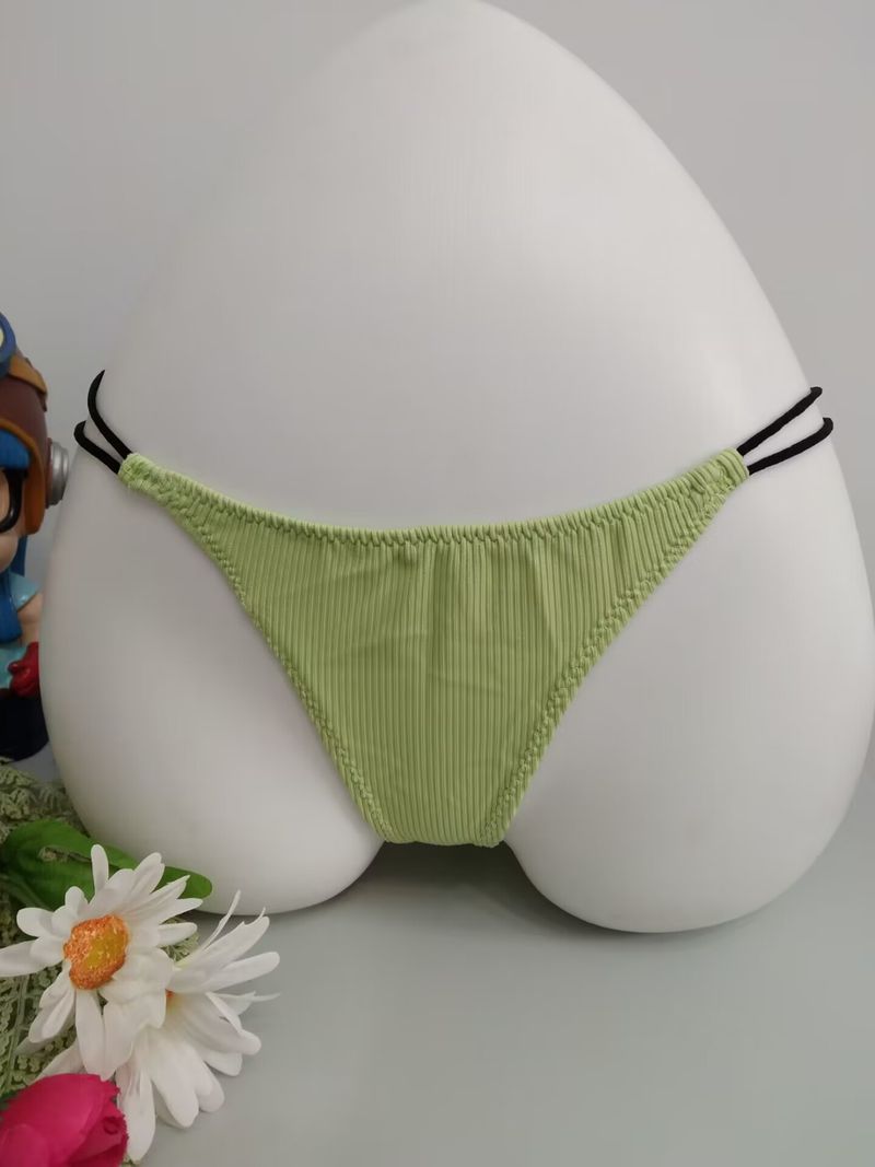 Tanga sexy de licra de algodón acanalado fino para mujer con tirantes finos, cómoda y transpirable._voghion.com