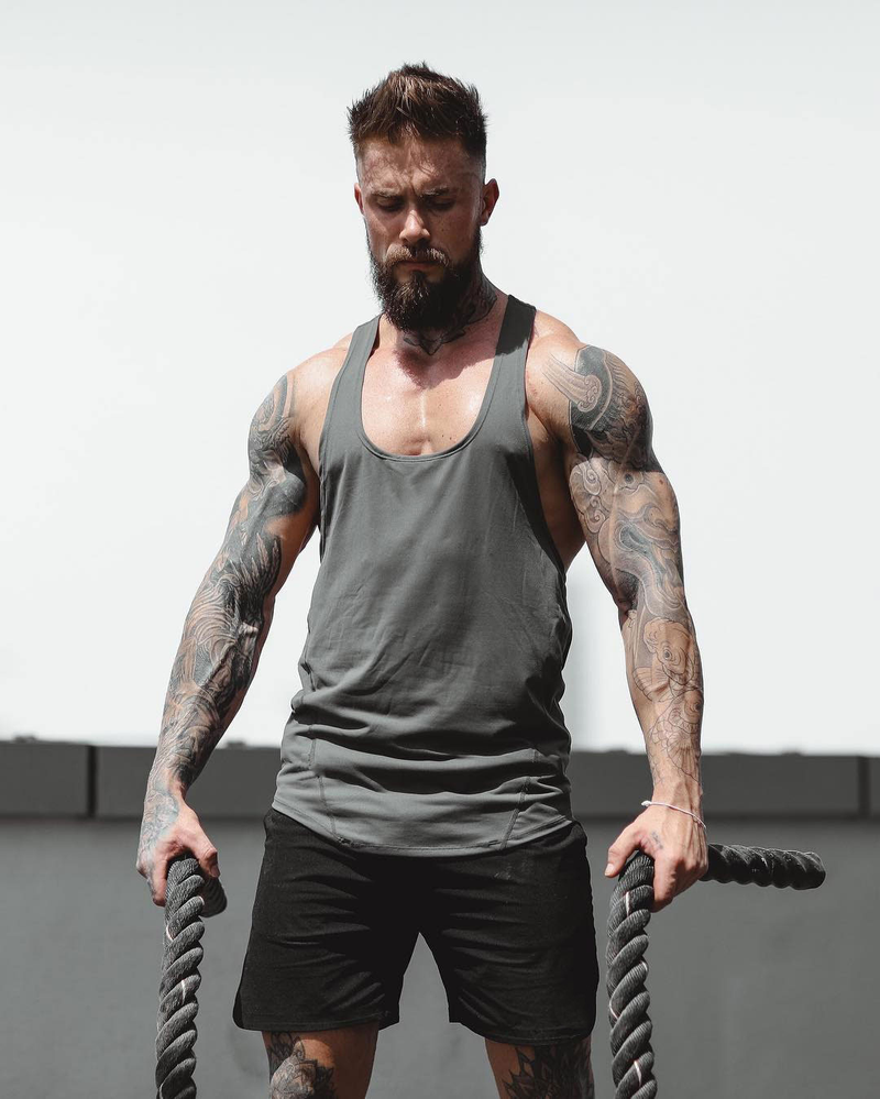 Muscle Fitness Male Brother Sommer Sport Freizeit Elastisch Quick Dry Blank Light Plate No Splice Tank Top_voghion.com