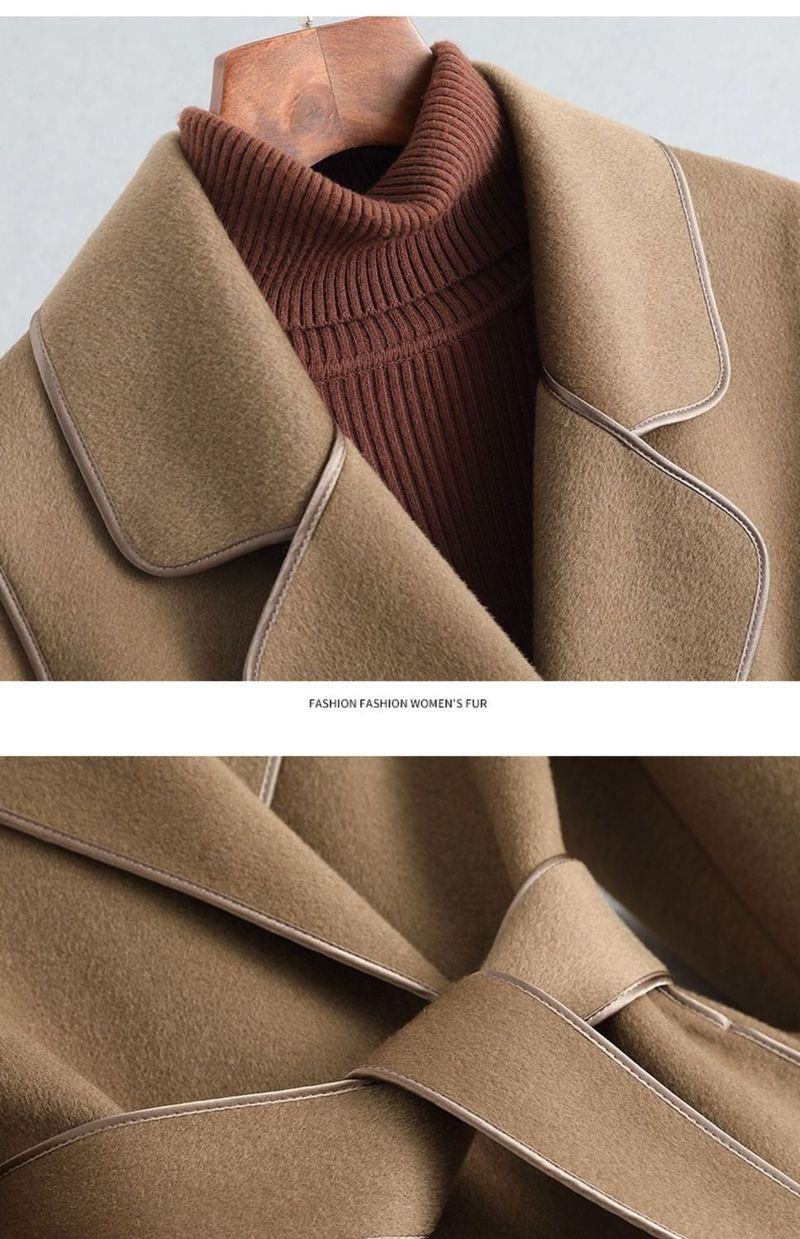 Schmaler Wollmantel im koreanischen Stil für Damen – Eleganter langer Mantel mit Schnürung für Herbst & Winter_voghion.com