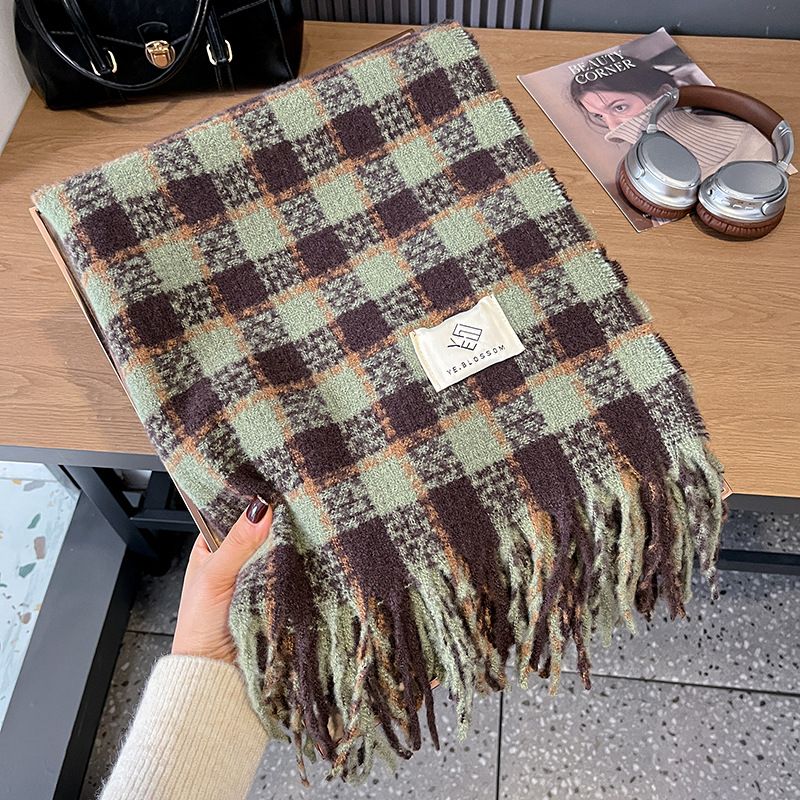 Nuovo prodotto coreano Cashmere a quadri da donna autunno e inverno sciarpa calda ispessita, sciarpa alla moda versatile_voghion.com