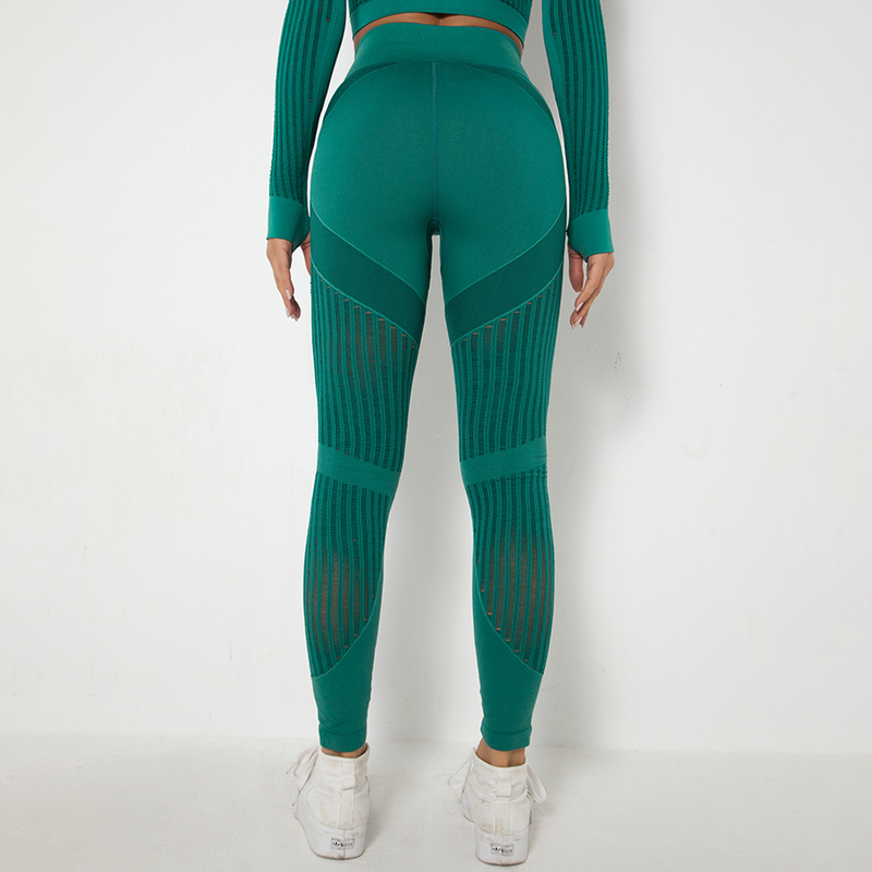 Women's Knitted Quick-drying Hollow Yoga Fitness Pants High Waist Hip Tight Sports Yoga Pants In Stock_voghion.com