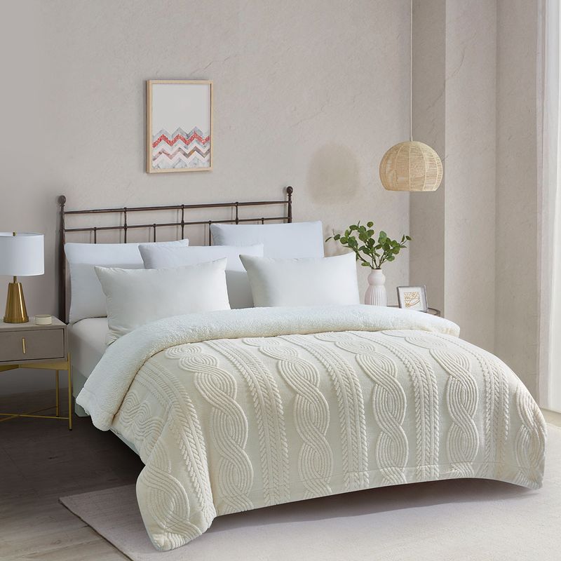 Couverture double couche en laine d'agneau jacquard taffetas, épaisse, chaude et simple, nouvelle collection 2025_voghion.com