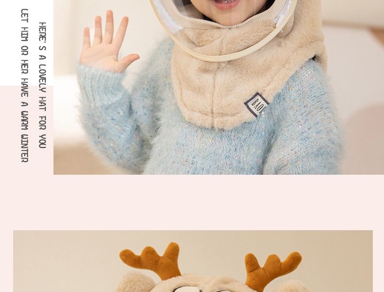 Wintermützen für Jungen und Mädchen mit Gesichtsschutz, Winddichte Mützen, Ohrenschützer, Kopfbedeckungen, warme Babyschals, Einteilige Mützen, Weihnachtsgeschenke_voghion.com