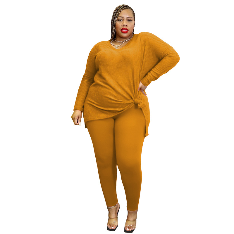 22505 Set nou din două piese, transparent, cu decolteu în V, lejer, casual, pentru femei, mărimi mari_voghion.com