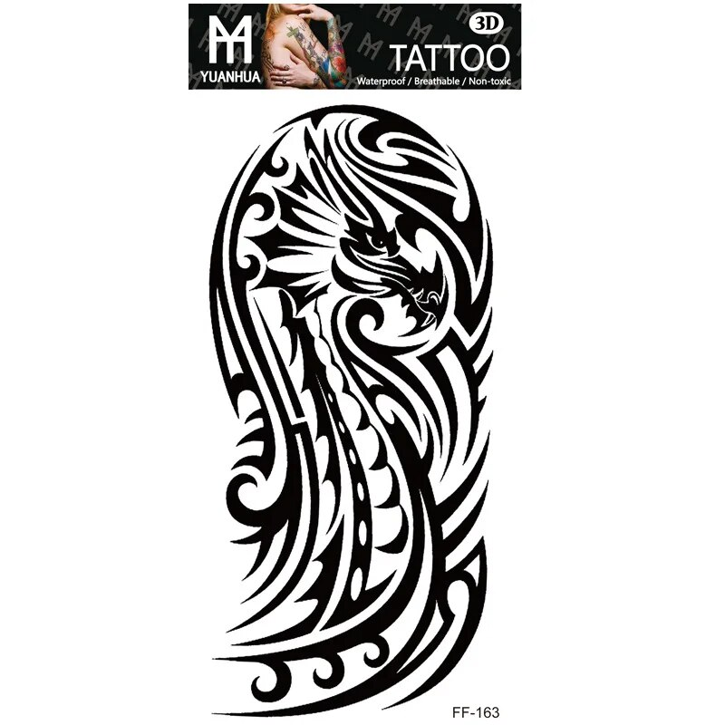 Impermeabile tatuaggio temporaneo finto braccio superiore testa di lupo umano totem testo arabo tatuaggio finto una tantum adesivi maschio femmina ragazzo ragazza_voghion.com