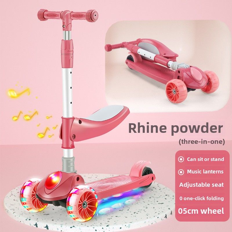 Scooter infantil dobrável de quatro rodas para crianças de 2 anos, 3 anos, 6 a 8 anos, 10 anos, scooter de uma peça_voghion.com