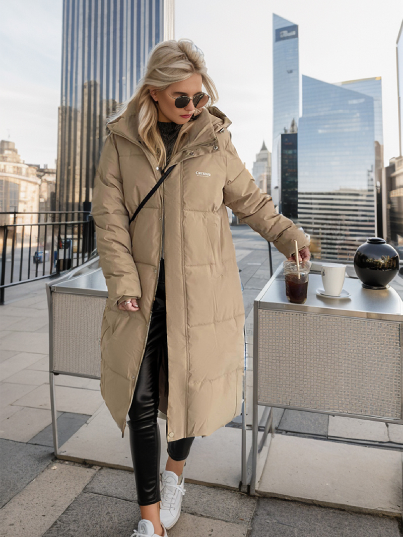 Giacca da donna lunga con cappuccio fino al ginocchio, per donna, in cotone spesso e casual_voghion.com