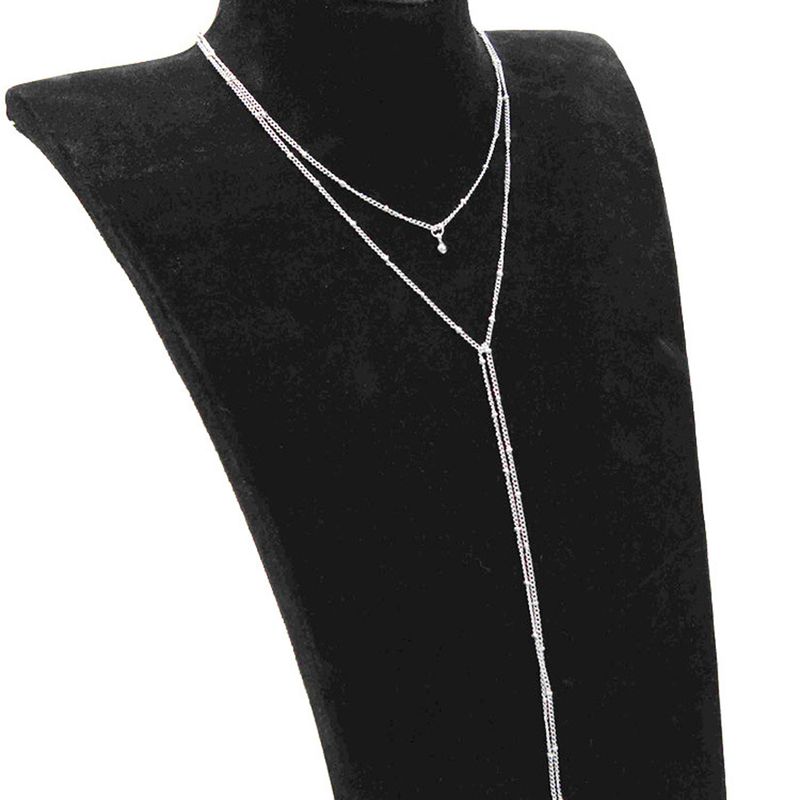 Gargantilla de cadena sencilla de color dorado y plateado para mujer, collar con borlas y cuentas largas, moda 2024_voghion.com