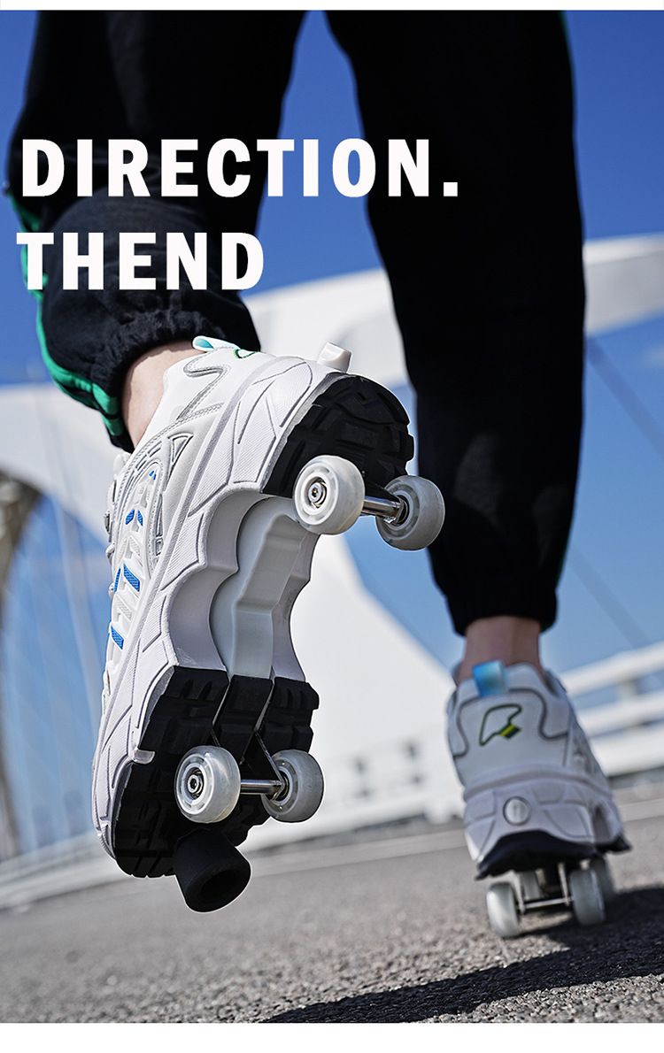 Kinderkleidung Neue vierrädrige Rollschuhe mit Bremse für Erwachsene, Laufschuhe, Studenten, deformierte Schuhe, Rollschuhe für Jungen, Rollenschuhe für Mädchen_voghion.com