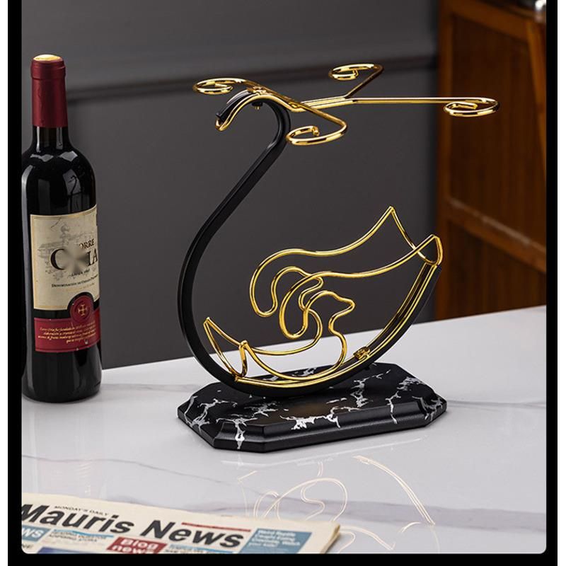Chinese Style Home Hanging High Stem Swan Ornament New Red Wine Glass Set Rack_voghion.com