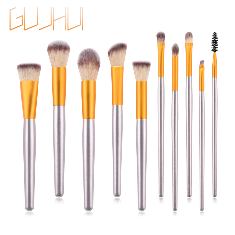 10-teiliges Make-up-Pinselset, Champagner-Gold, neue Make-up-Tools GUJHUI_voghion.com