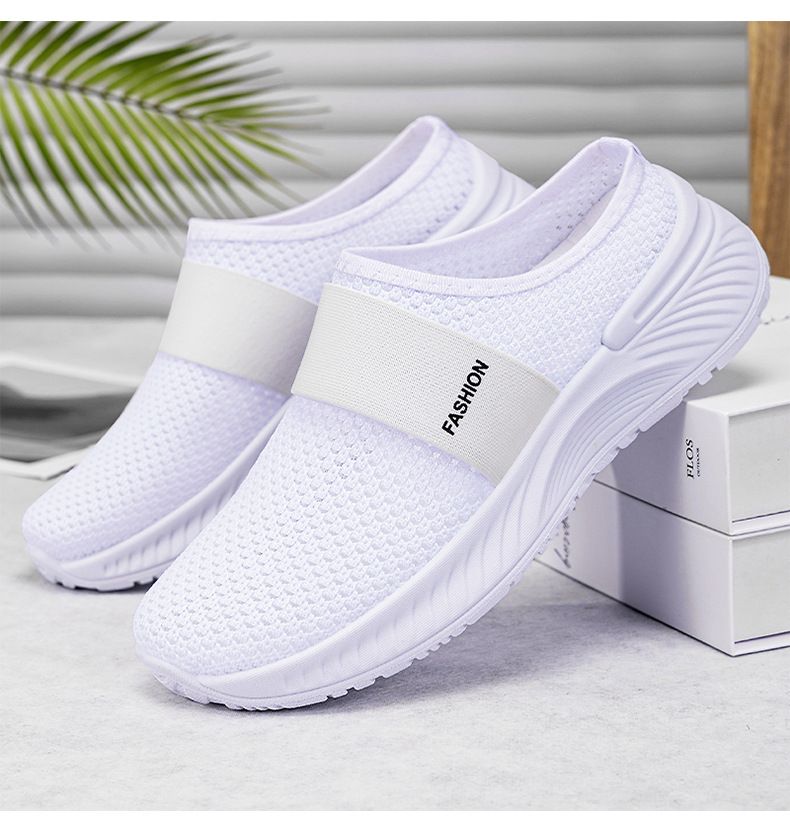 Große Damenschuhe mit Taschenkopf, Halbschale, flache Schuhe, Fliegengewebe, atmungsaktive Freizeitschuhe, Hausschuhe, Einzelschuhe_voghion.com