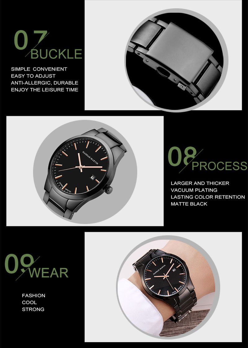 Men's Stainless Steel Waterproof Watch With Date Function, Minimalist Fashion Quartz Wristwatch, 40.5mm Round Dial, 30M Water Resistance_voghion.com