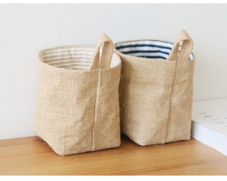Cotton And Linen Storage Hanging Bag Hanging On The Wall Behind The Door, Desktop Sundries, Jute Storage, Storage Bag, Bathroom Storage_voghion.com
