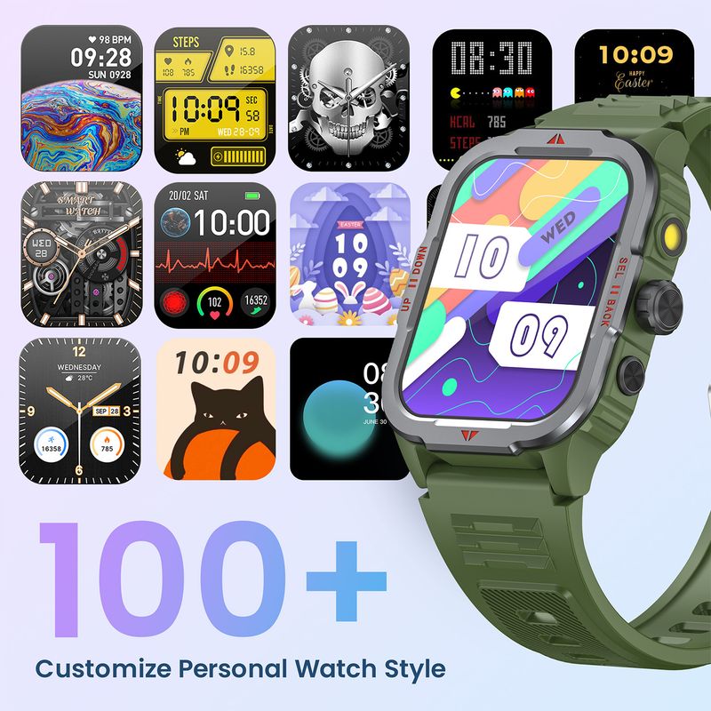 LED Flashlight Men's New Smart Watch 1.83-inch Heart Rate Health Monitoring Built In Multiple Sports Modes Outdoor Android IOS Watch_voghion.com
