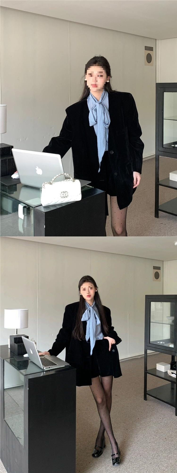 GraceChic Plus Size Blazer nero retrò francese per donna, completo alla moda in stile dea primaverile e autunnale_voghion.com