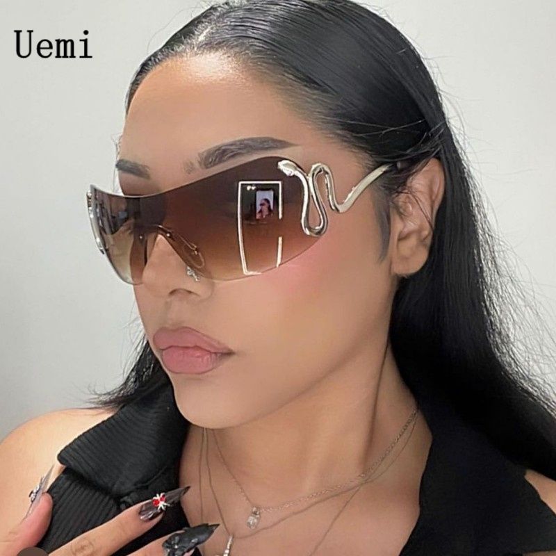Uemi Nieuwe Mode Randloze Zonnebrillen Voor Vrouwen Mannen Slang Decoratie Metalen Frame Zonnebrillen Tinten UV400 Brillen_voghion.com