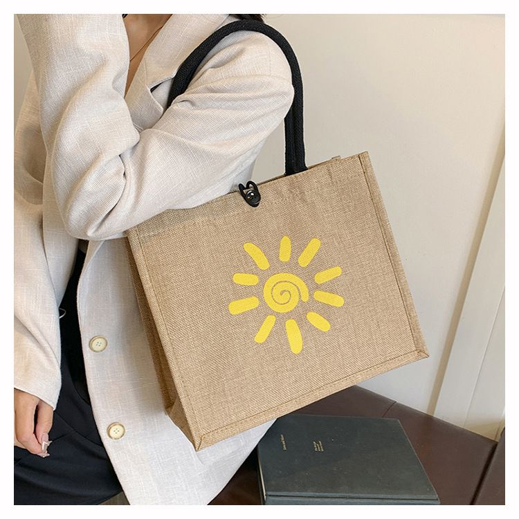 Beach Bag Thickened Large Capacity Linen Underarm Bag Shopping Bag Commuter Tote Bag Premium Casual Hand Bill Shoulder Bag Minimalism_voghion.com