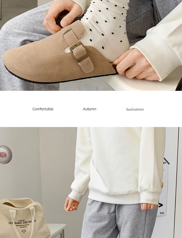 Chaussettes mi-tubes respirantes en pur coton à pois à bords roulés et crème tendance pour l'automne et l'hiver_voghion.com