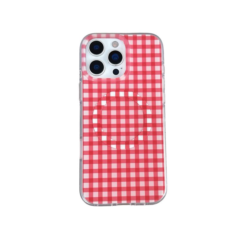 Support magnétique en forme de cœur compatible avec iPhone 17 Pro Max 16P, coque de téléphone 14/15, couleur unie à carreaux_voghion.com