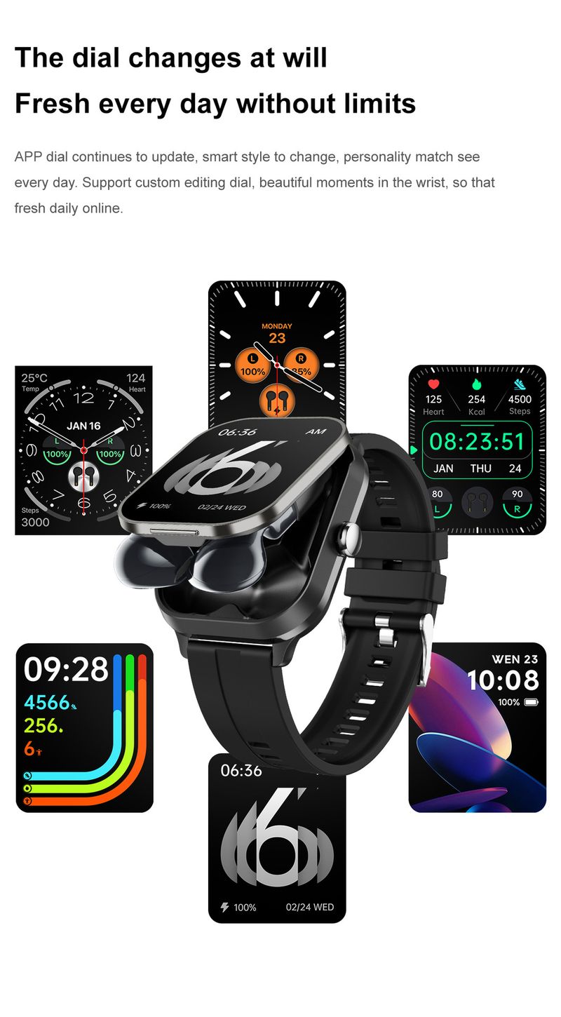 D8Pro Çok Fonksiyonlu Akıllı Saat Kulaklık İki Bir Arada Bluetooth Çağrı Sağlık İzleme NFC Spor Saati_voghion.com