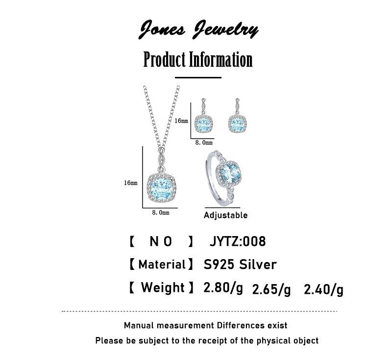 Set di tre gioielli di moda blu con cuore in argento puro S Ocean_voghion.com