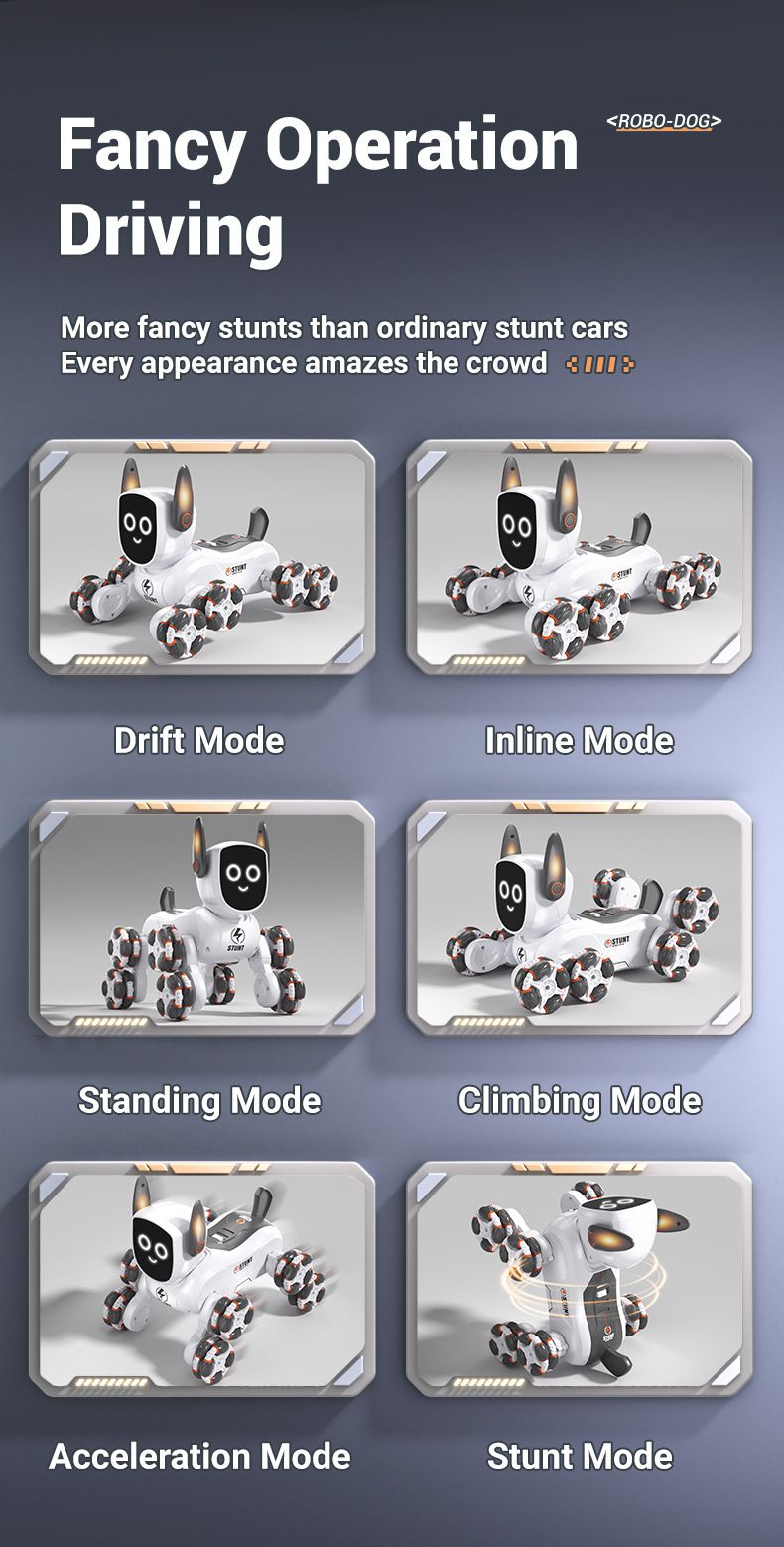Remote Control Toys Intelligent Voice Mechanical Dog Gesture Sensing Remote Control Toy Eight Wheel Four Wheel Drive Stunt Deformation Car_voghion.com