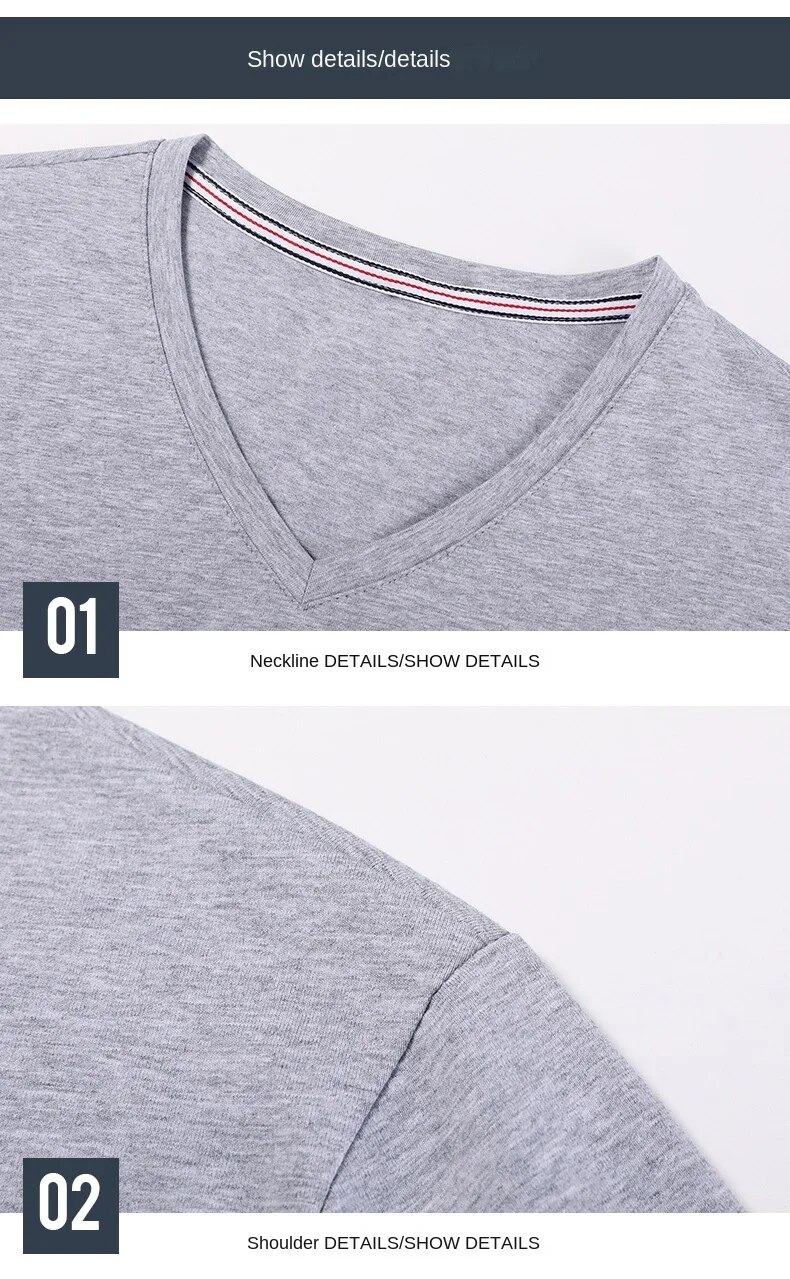 Majica s kratkimi rokavi vrhunske kakovosti, 95 % bombaž, nova modna znamka, moška majica s kratkimi rokavi z v izrezom, enobarvna, enobarvna majica z dolgimi rokavi, za prosti čas, moški_voghion.com