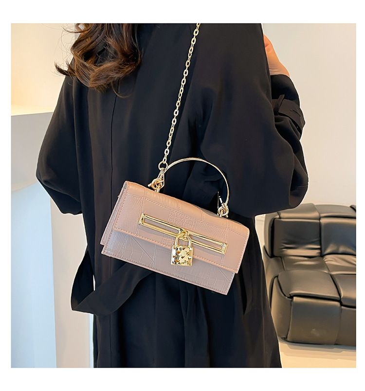 Women's Stylish And Versatile Small Square Shoulder Bag - Crossbody & Handheld For Daily Use, PU Leather With Alligator Texture, Magnetic Closure_voghion.com