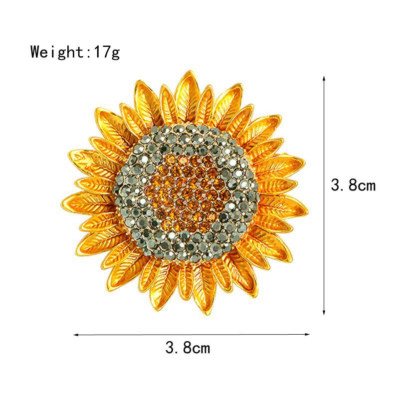 Spilla in smalto a forma di girasole con strass Lanhao intarsiata con diamanti, spilla a forma di fiore, alla moda, in lega ecologica_voghion.com