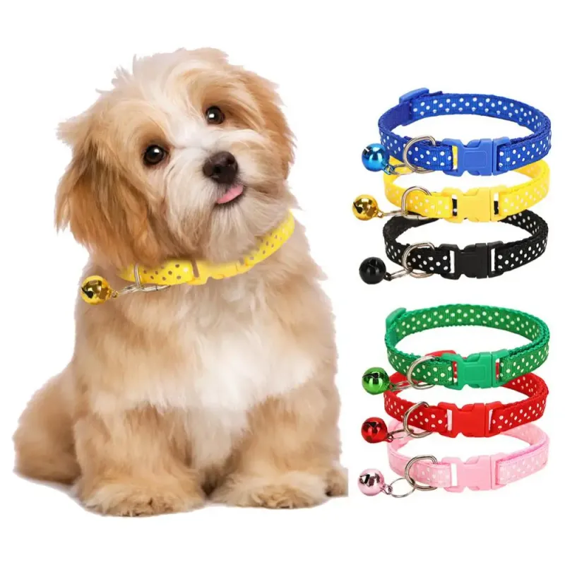 Coleira de nylon ajustável com sino para cães e gatos da PawParty Store_voghion.com