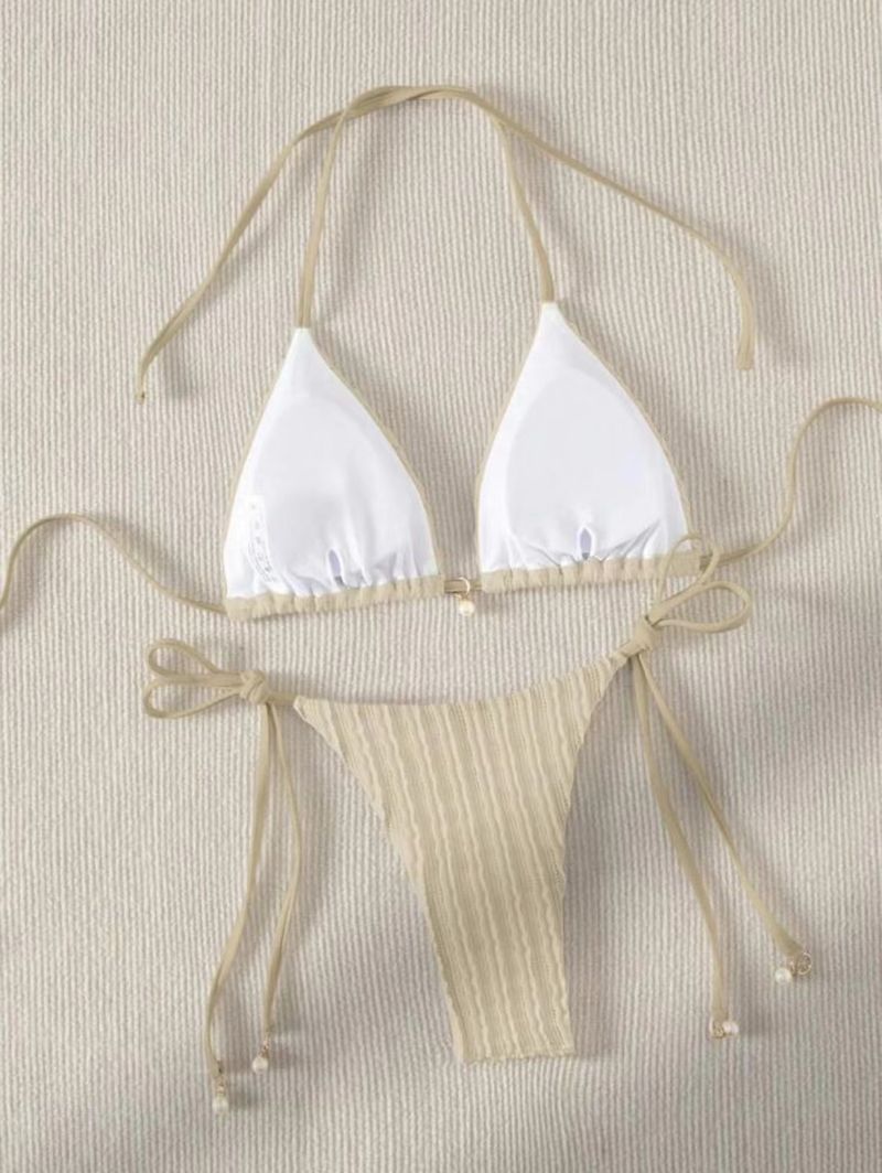 Abbigliamento da donna, nuovo costume da bagno bikini sexy con spacco, due pezzi, con coulisse e schiena scoperta_voghion.com