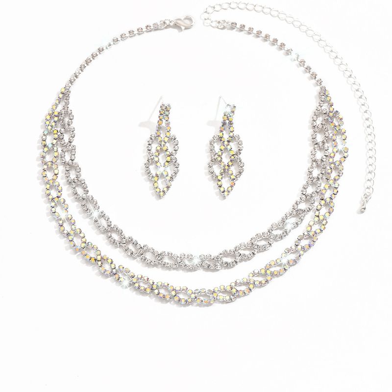 3-Piece Rhinestone Jewelry Set - Necklace, Earrings & Bracelet With Full Diamond Accents, Elegant Women's Accessories_voghion.com