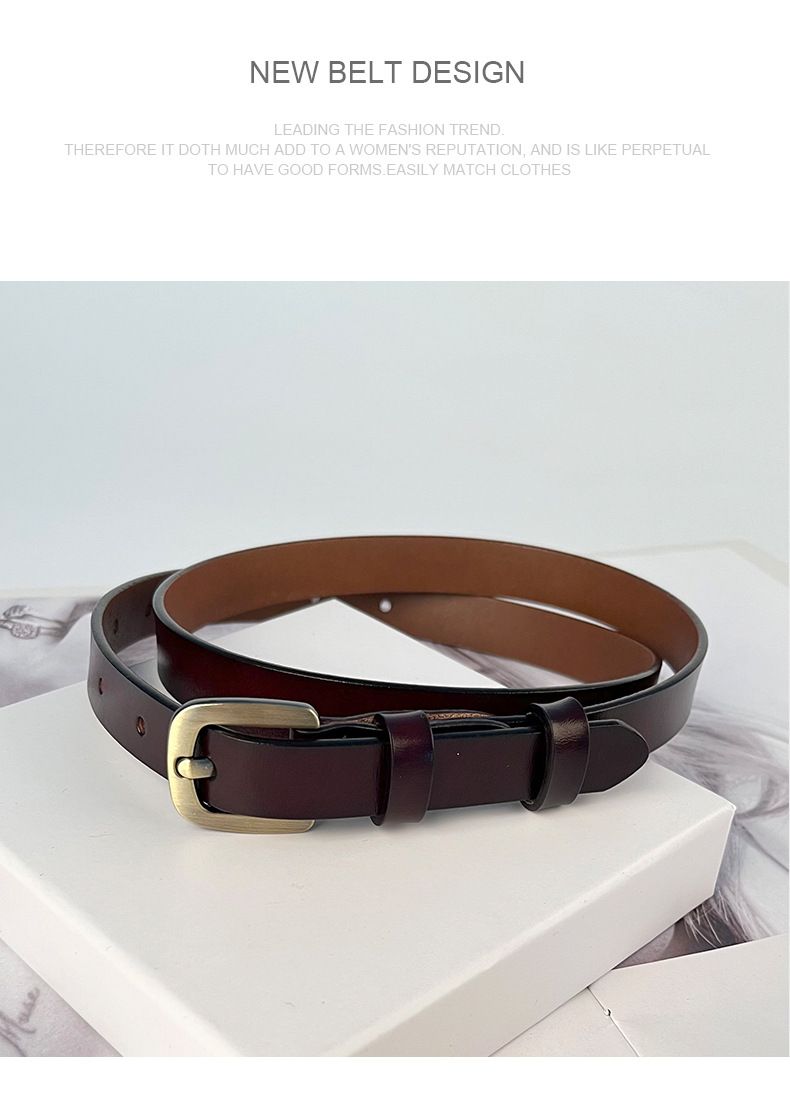 Dujuan Bird Retro Genuine Leather Versatile Cowhide Women's Japanese Square Buckle Belt_voghion.com