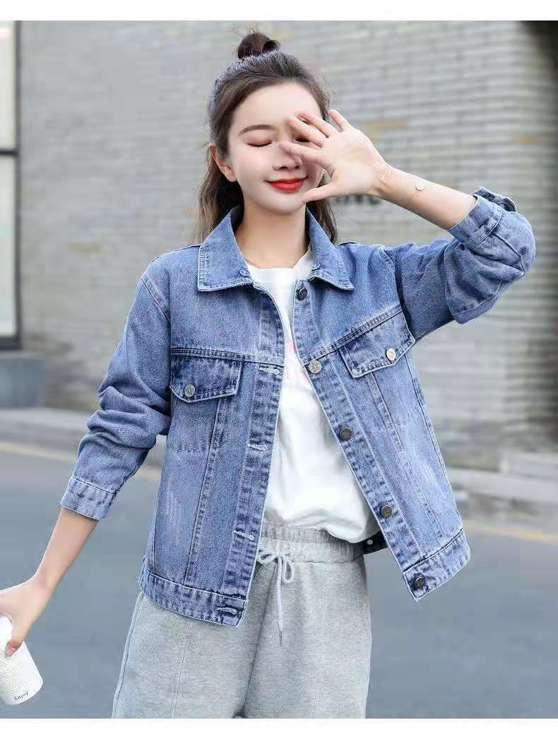 Giacca in denim con cappuccio da donna – Giacca corta slim fit ricamata per primavera e autunno (S-3XL, bianco e indaco)_voghion.com
