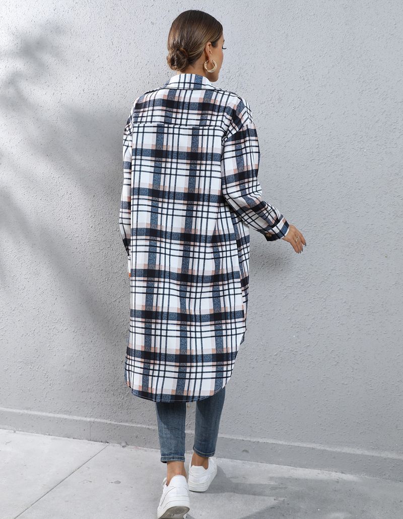 Dames herfst- en winter geruit enkelrijs lang windjack_voghion.com