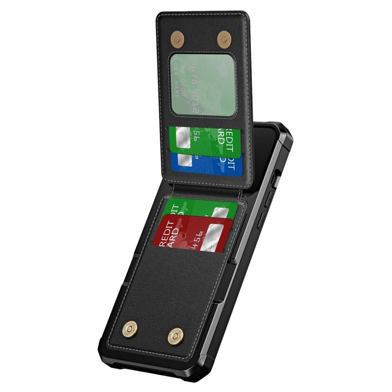 Capa tipo carteira para iPhone 16 15 14 13 12 11 Pro Max Plus Couro Bolso para cartão Flip Capa macia à prova de choque Air-cushion Corner Shell_voghion.com