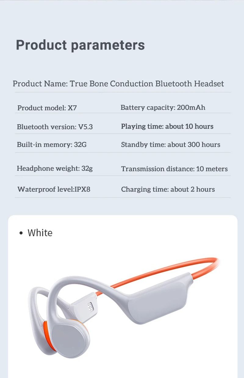 IPX8 Waterproof Bone Conduction Headphone Bluetooth5.3 Wireless Ear-hook Headset Built-in MP3 32G Sports Earphone_voghion.com