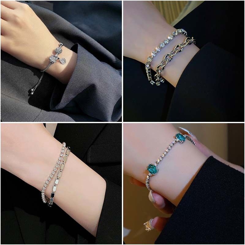 Neues Armband mit Diamanten und Zirkonia, superfunkelndes koreanisches Smaragdarmband, elegant und hochwertig, Handarbeit für die Freundin, Damentrend_voghion.com
