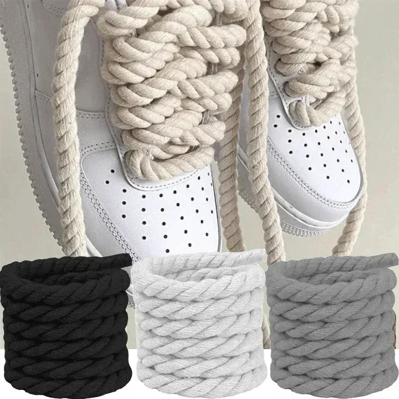 2 STK 120-160 CM Tjock bomull e Vävning Twisted Rep Fet Skosnören Dam Herr Sneakers Låg topp Canvas Skosnören Snören_voghion.com