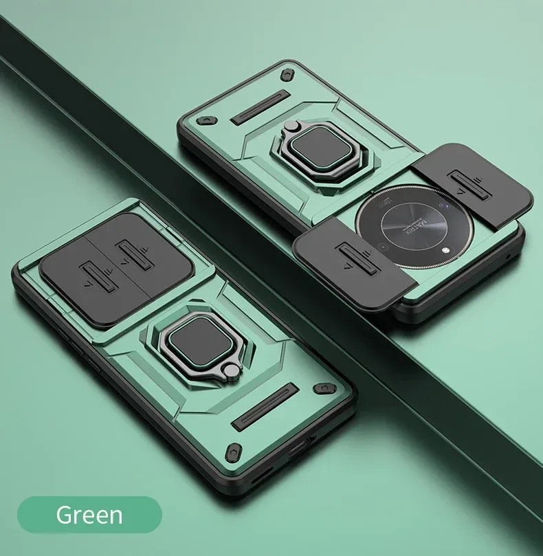 For Honor 90 X9a X9b Magic 5 6 Magic5 Magic6 Lite Armor Phone Case with Slide Camera Lens Protection Ring Holder Bracket_voghion.com